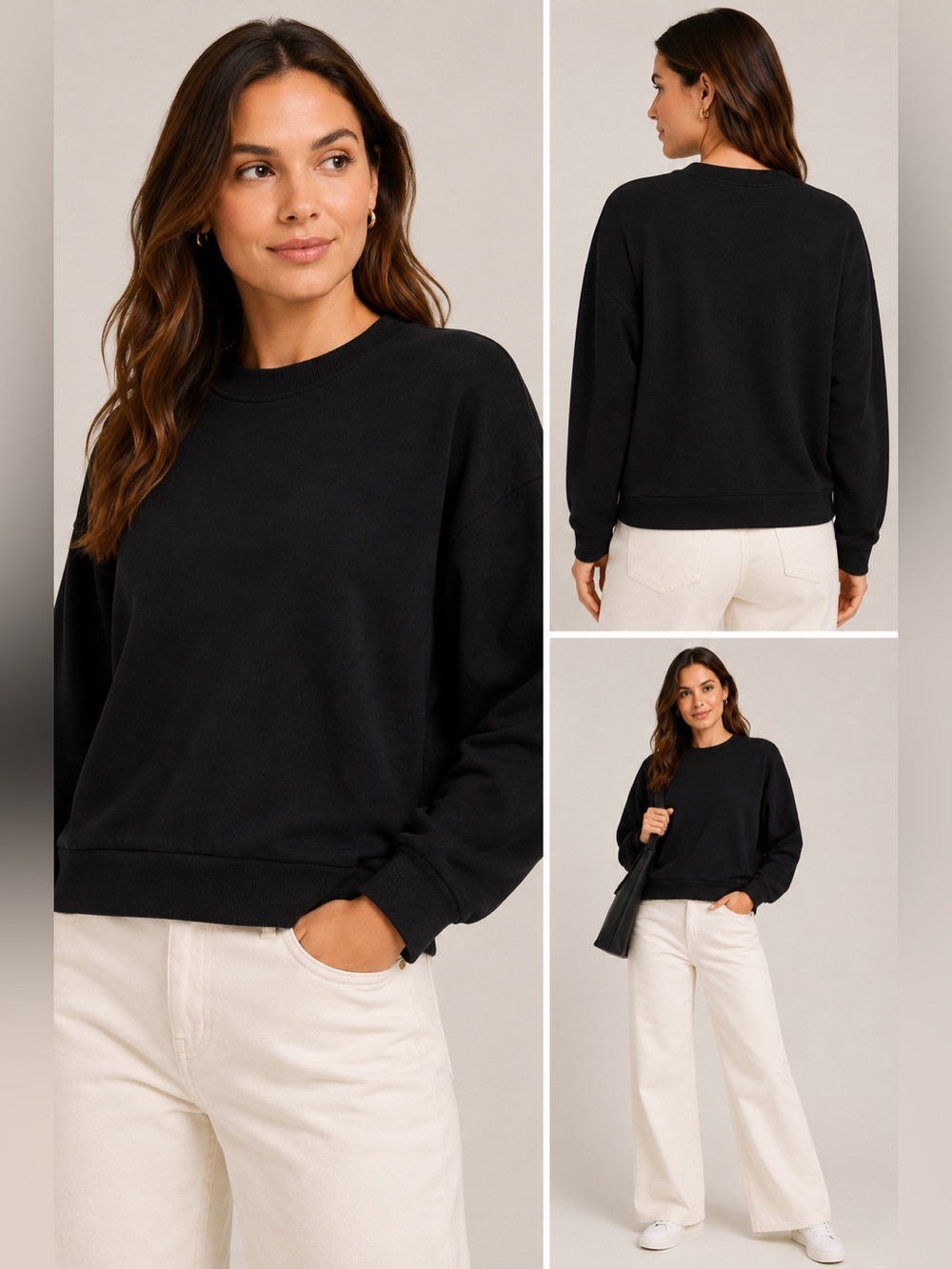 Banana Republic Cloud Terry Black Pullover Sweatshirt Medium Relaxed Fit